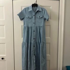 Lulu's Light Blue Button-Up Maxi Dress